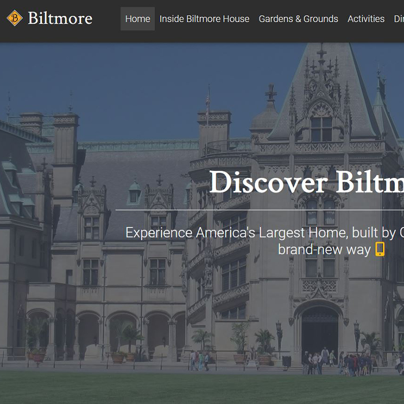 "Discover Biltmore" web app developed for visitors to Biltmore House